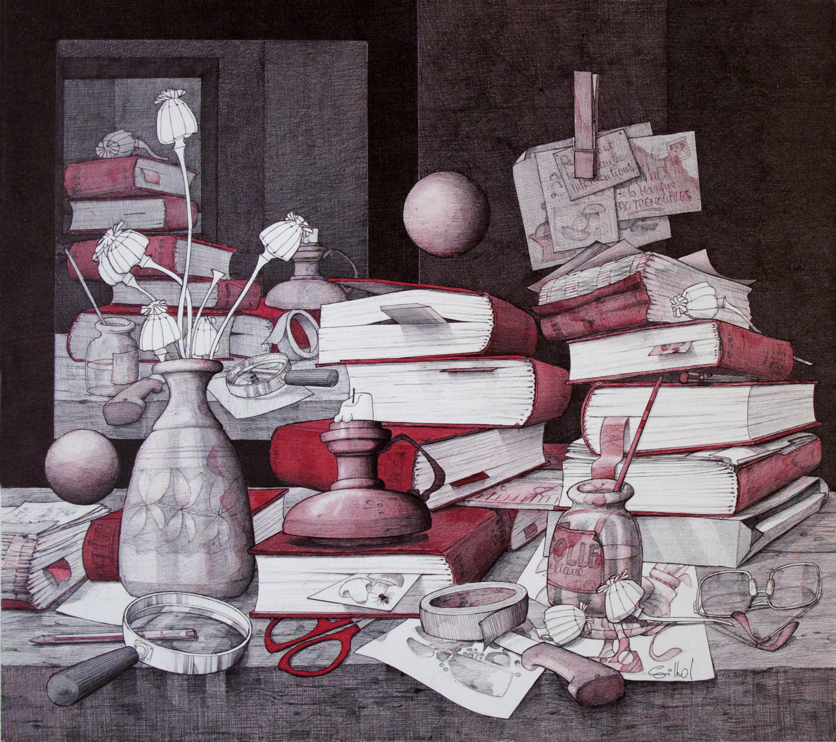 1242 livres pavots vase