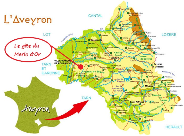Aveyron carte gite