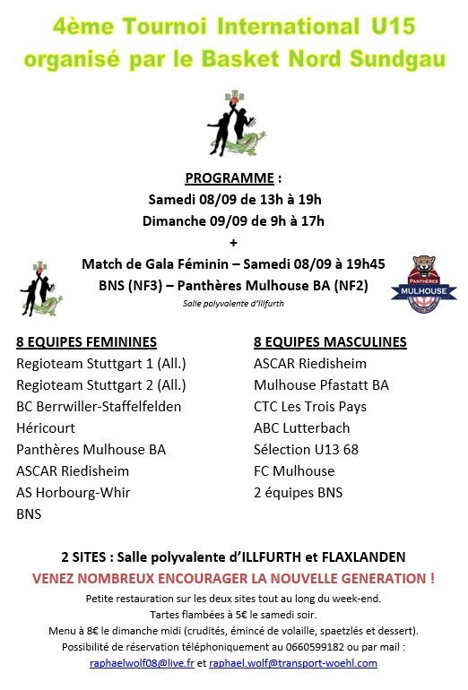 Tournoi International U15 - 8 & 9 septembre