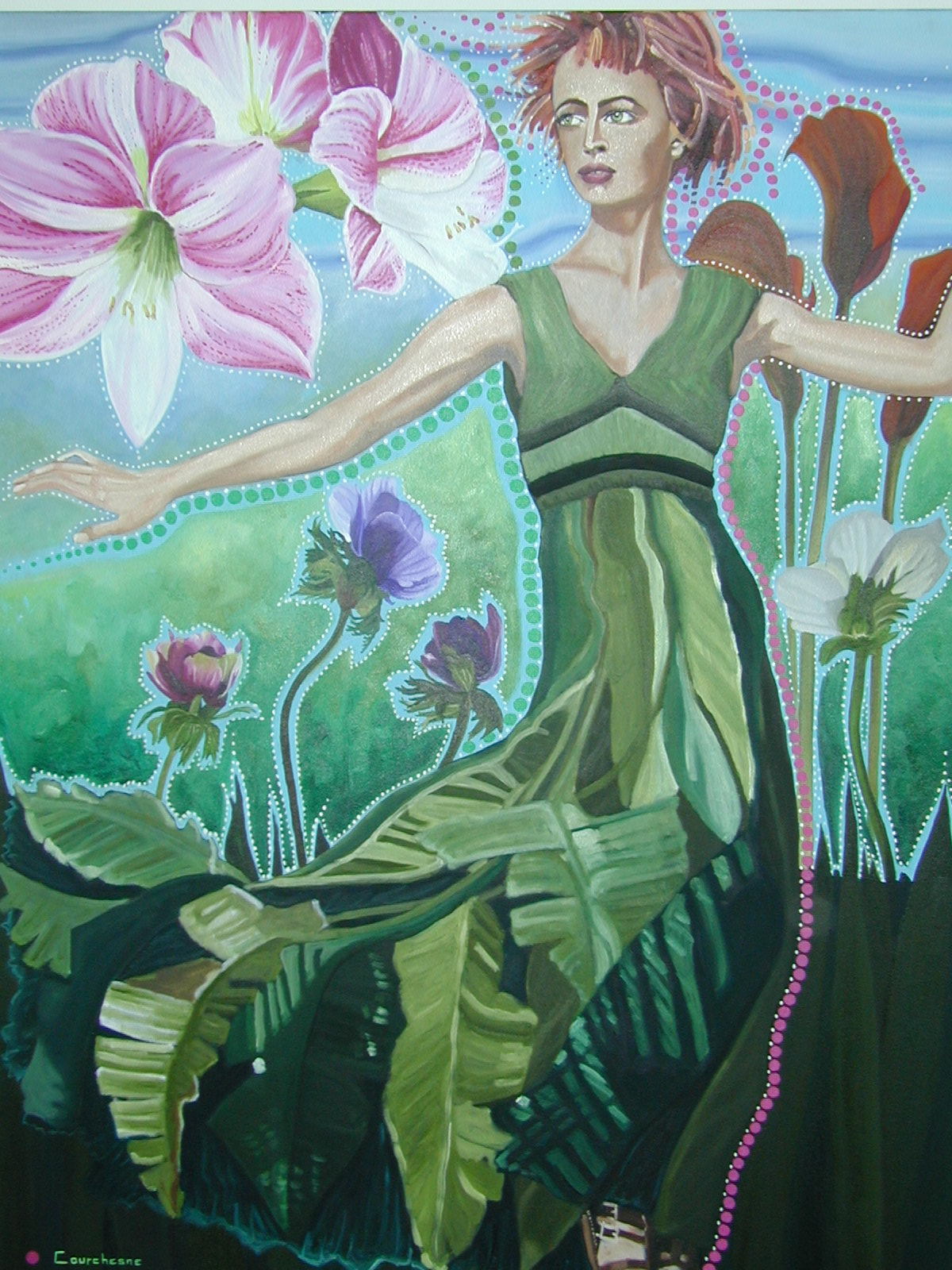 Robe de feuille 36x48 huile et acrylique