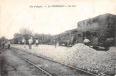 Cpa 33 le courneau la gare train en