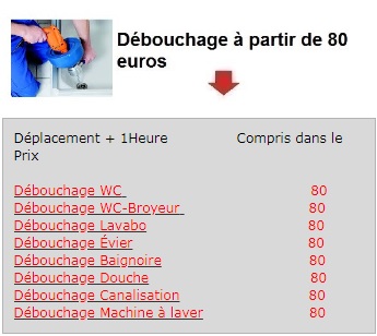 tarifs débouchage plombier pas cher 