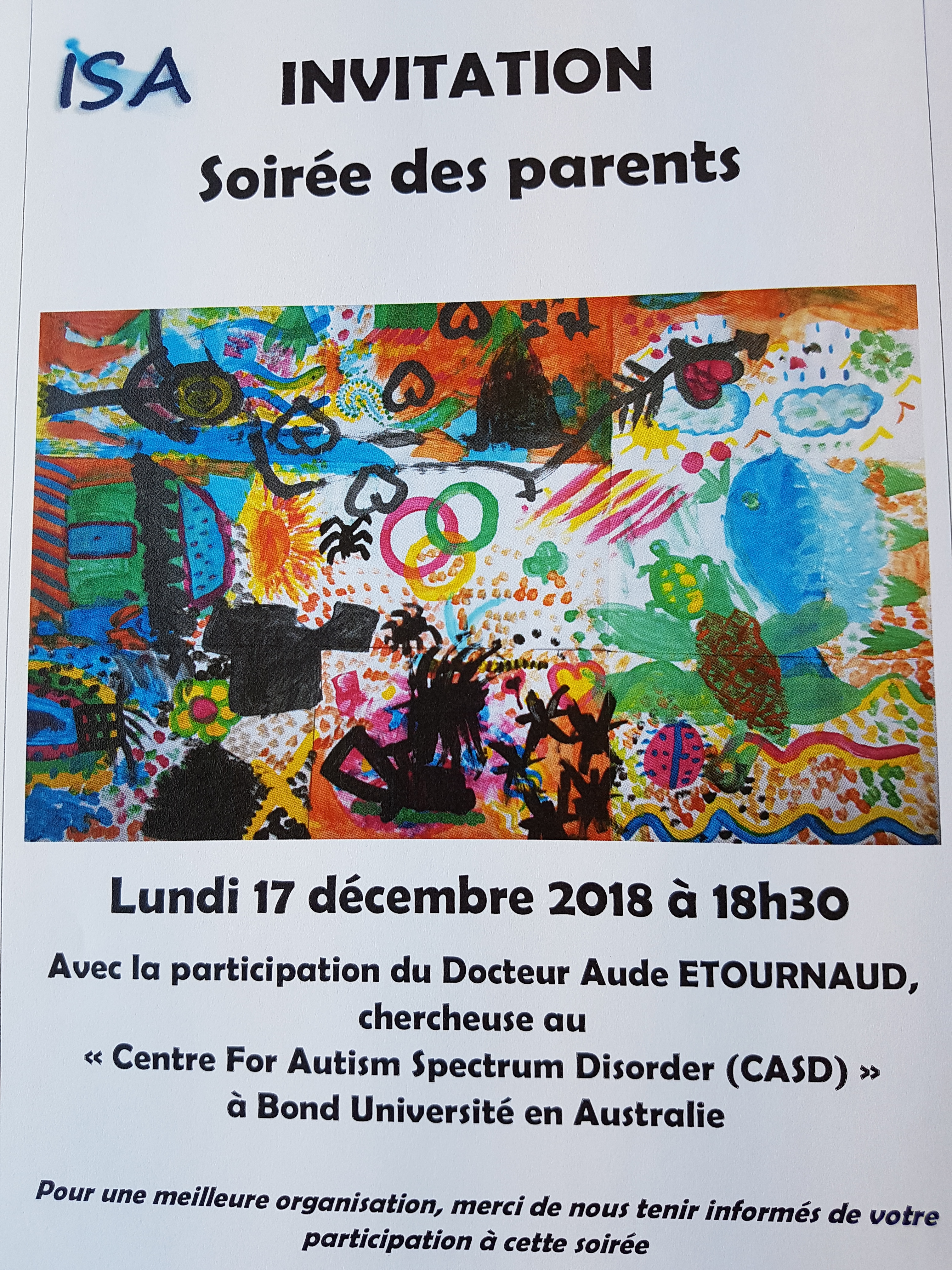 Affiche soiree des parents decembre