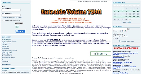 Entraide voisins 11e capture ecran portail accueil