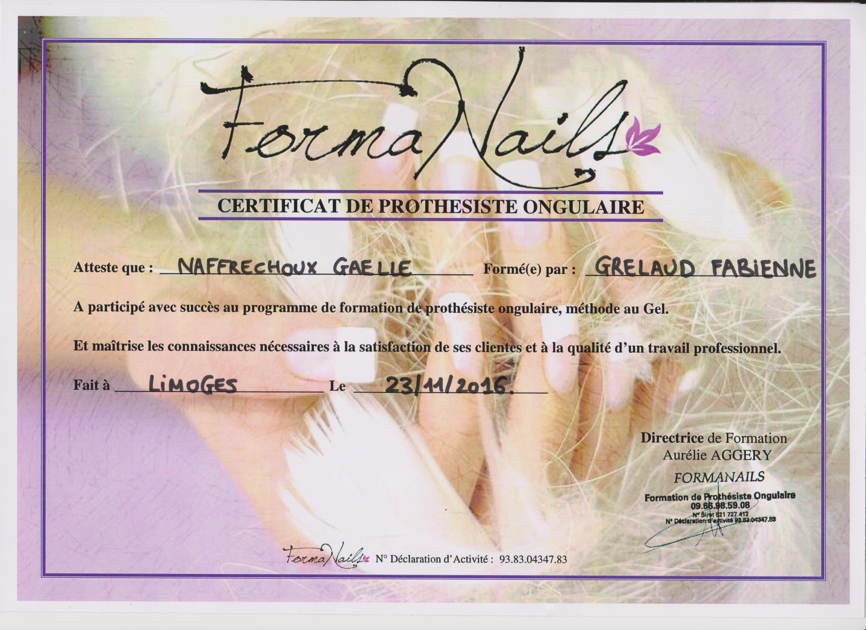 Certificat prothesiste ongulaire