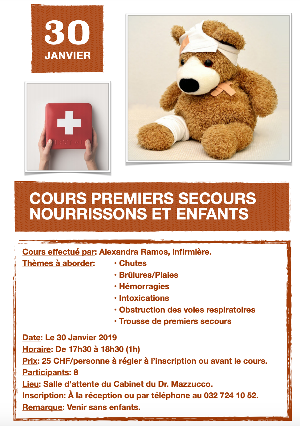 First aid course for children and infants