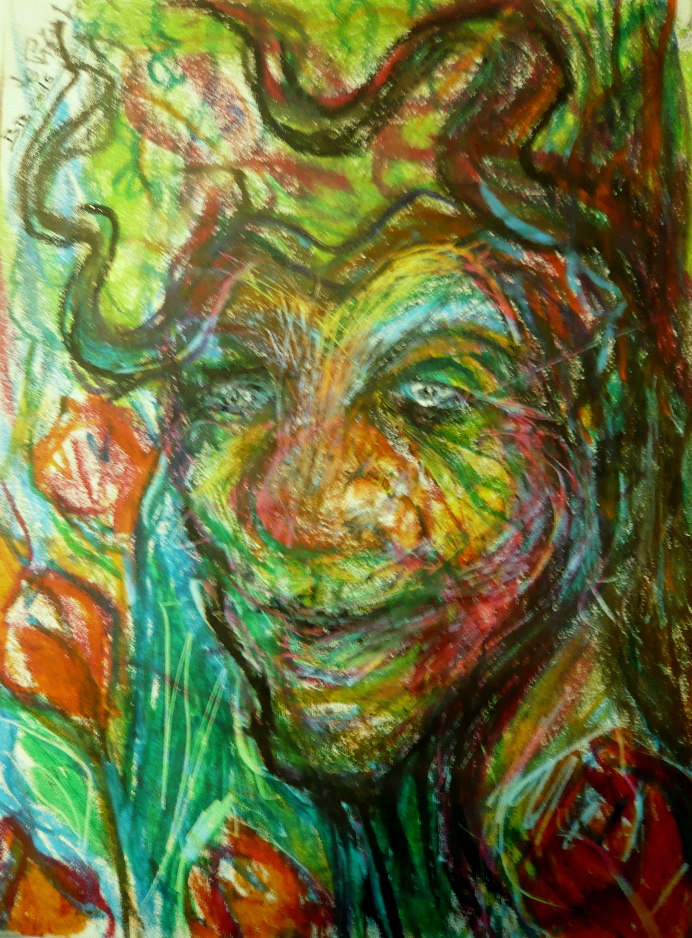 Autoportrait Le printemps - 2016 - Pastel