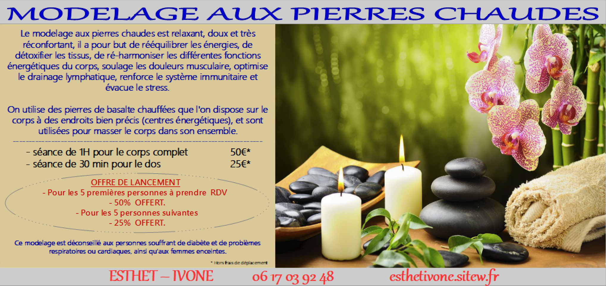 Massage aux pierre chaudes lancement