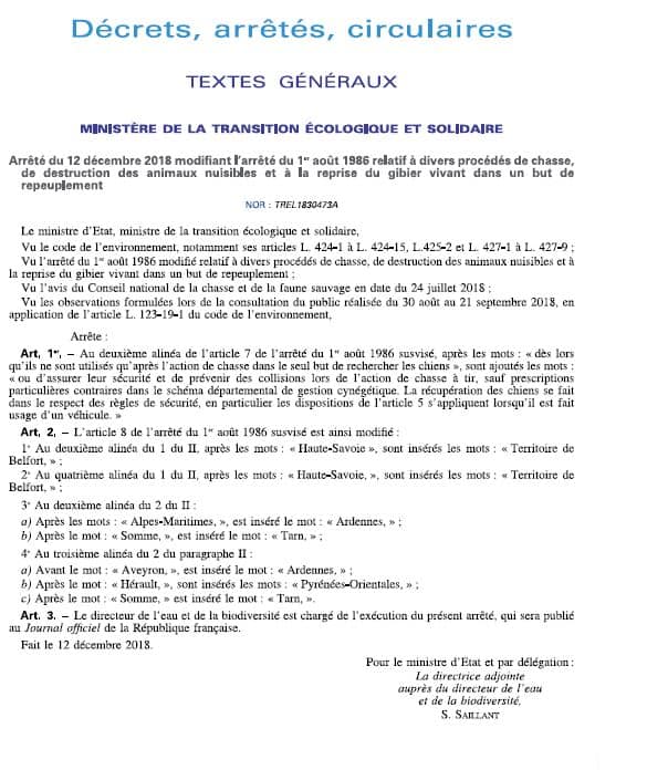 Nouvel arrete