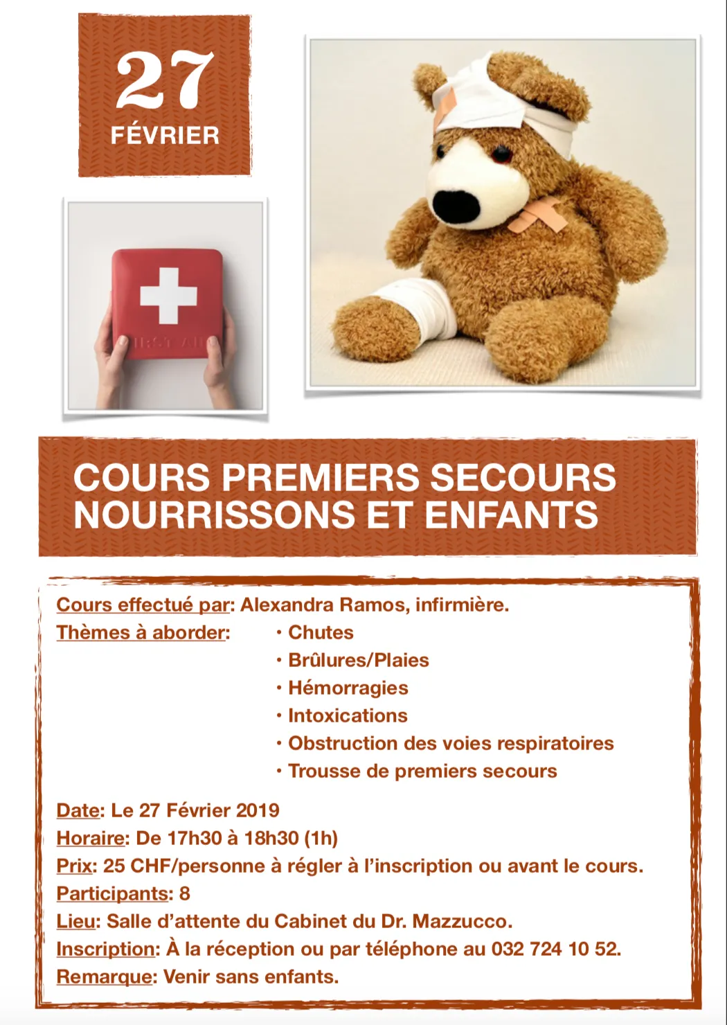 First aid course for children and infants