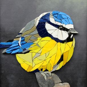 mosaique - tableau - coq - oiseau - plumes - beton - verre - bird - oiseau mosaïque - ora mosaiques.