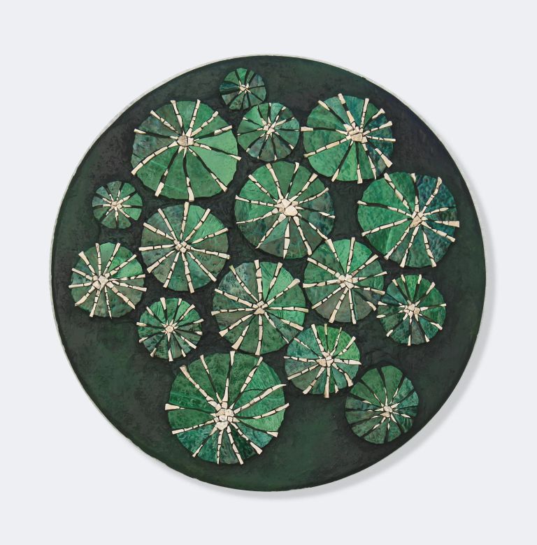 mosaique - tableau - kaktus - focus - vert - vert canard - verre - faïence - cactus - ora mosaiques.
