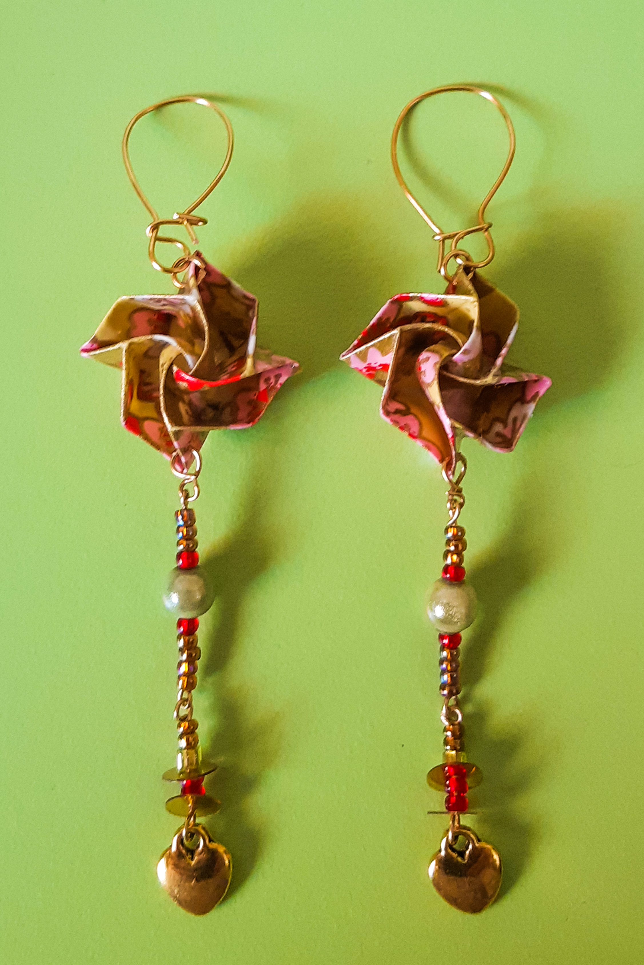 Boucles d'oreilles, Fleurs, sakura orange, 12€