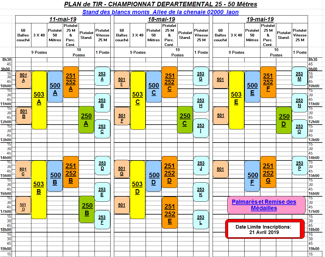 Departementaux planning