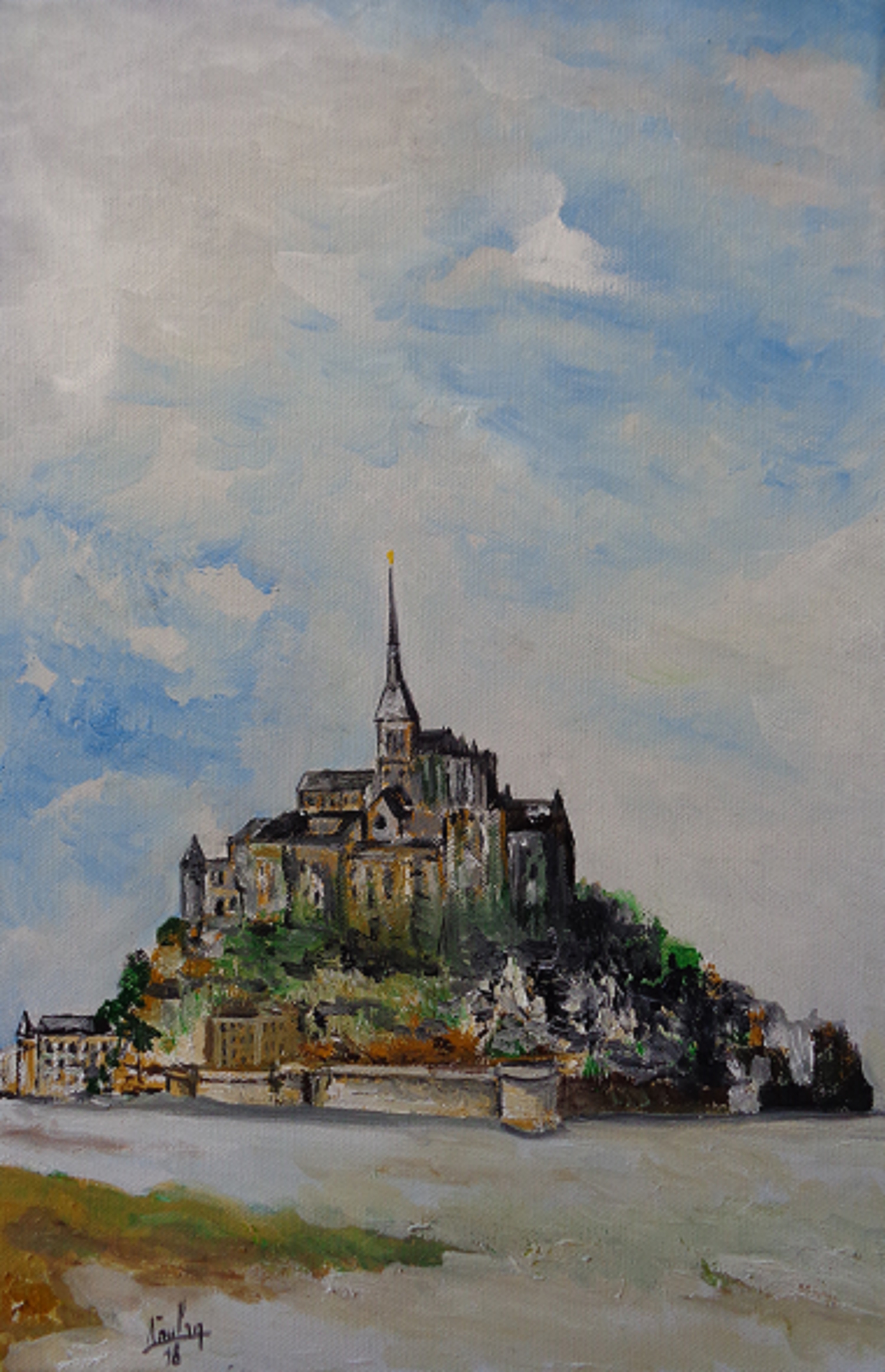 La mer veille Huile sur toile 27X41 140 