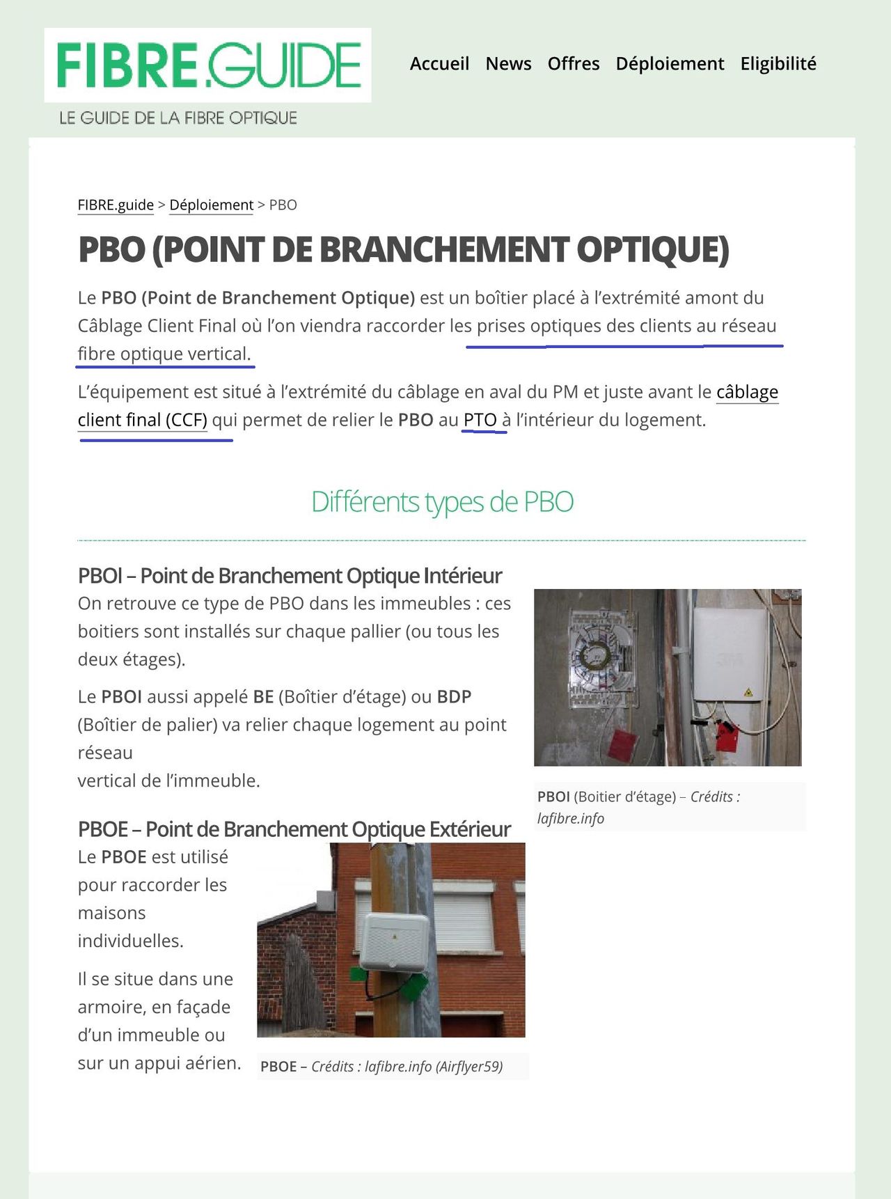 PBO Point de Branchement Optique FIBRE Page 1