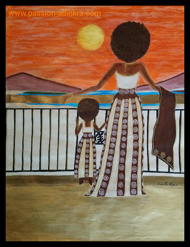 Adinkrahene (2016) by Ornella Ayivi
Acrylic paint on 65x50cm paper
