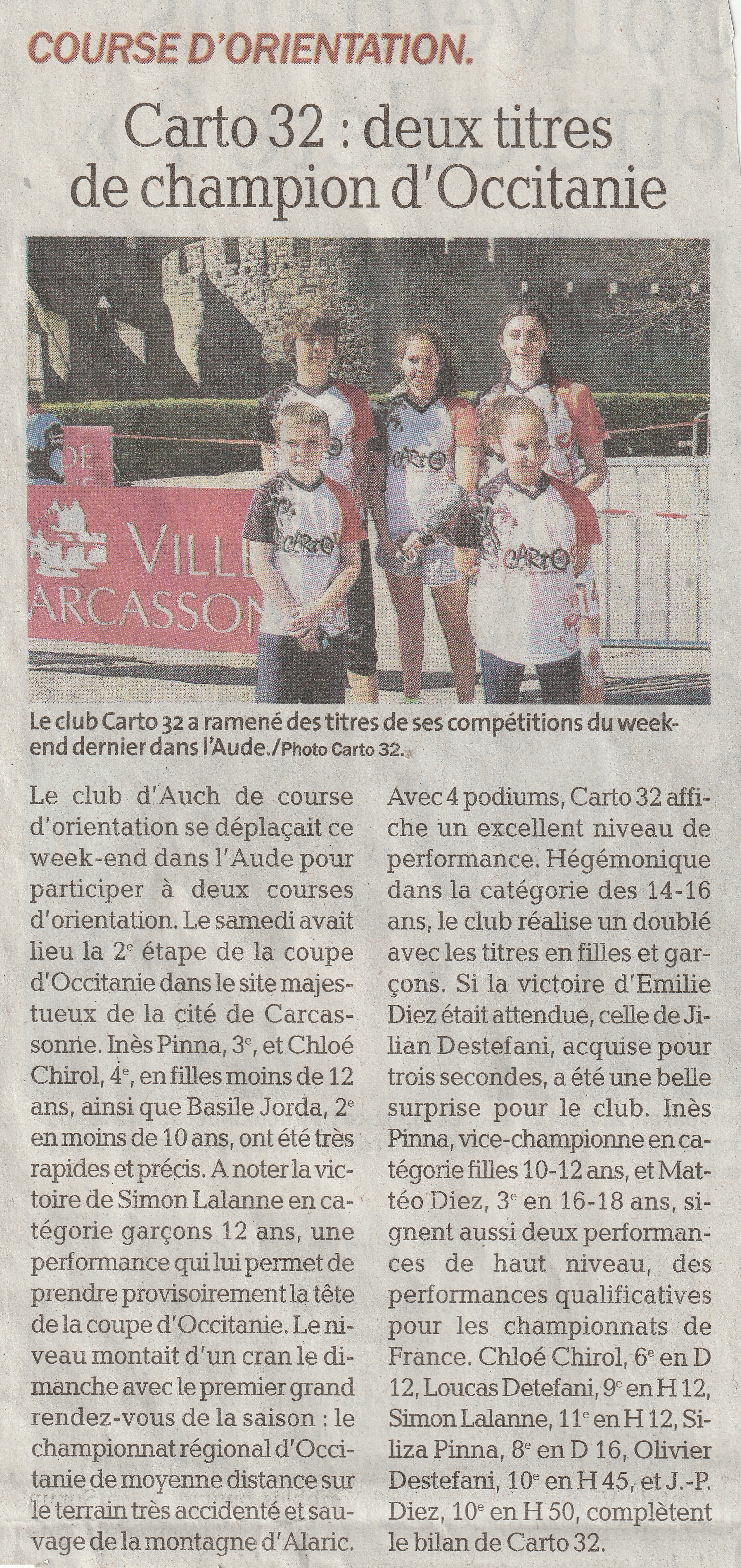 article en Une de La dépêche du Midi
