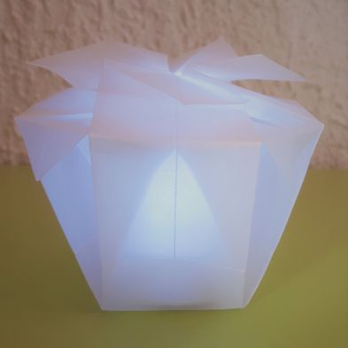 photophore Lanterne en papier calque avec led 3€
(~ Ø 7,5 x h 5 cm)