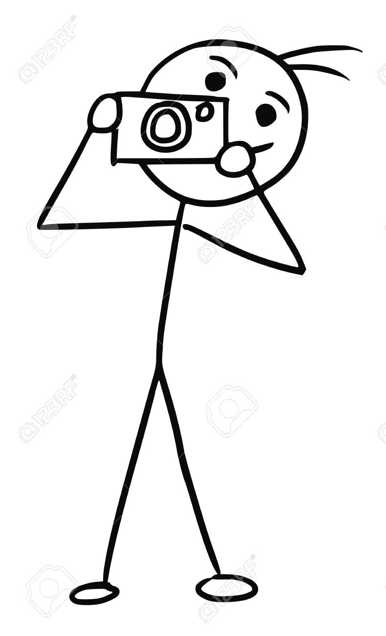 72336415 dessin anime vecteur doodle stickman prendre des photos avec camera