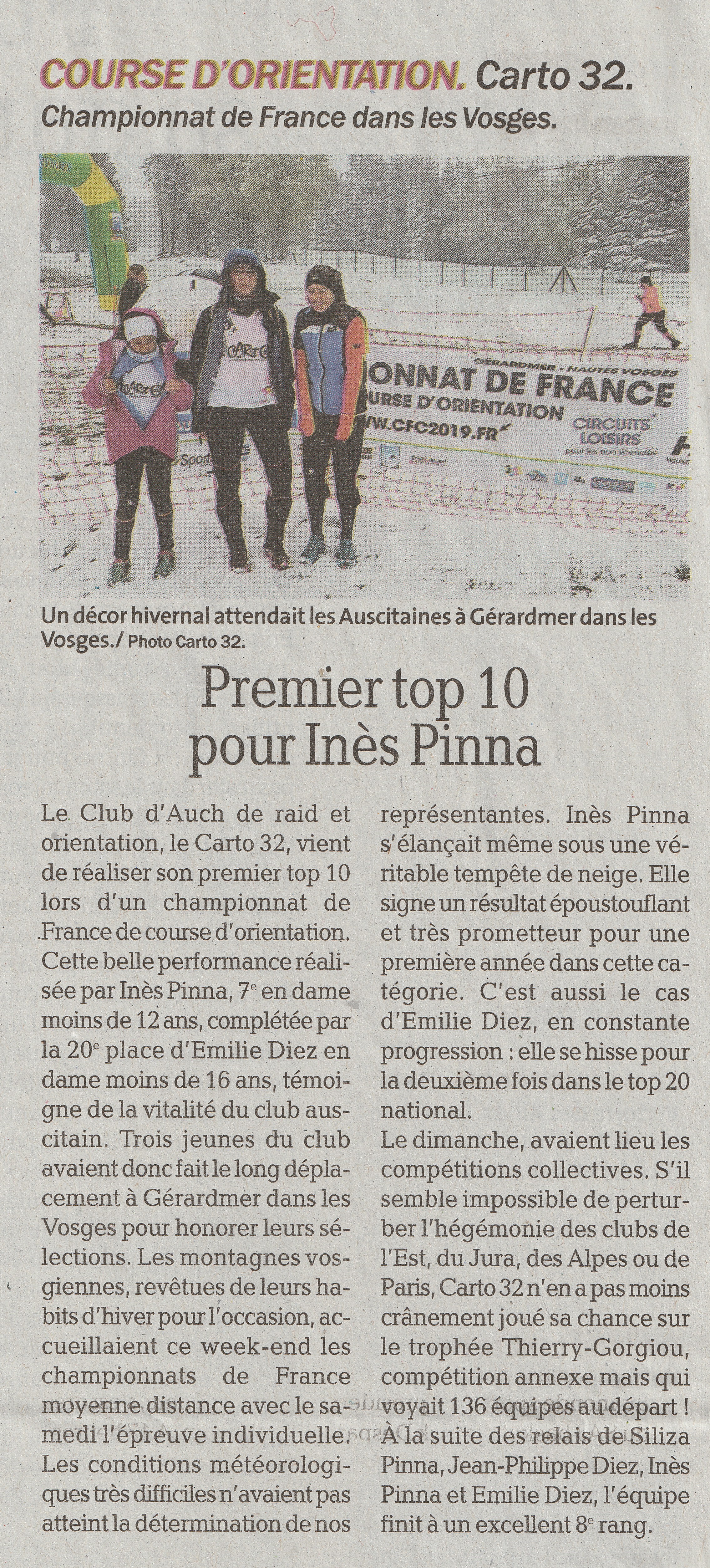 Inès Pinna 7éme en D12 et Emilie Diez 20éme en D16