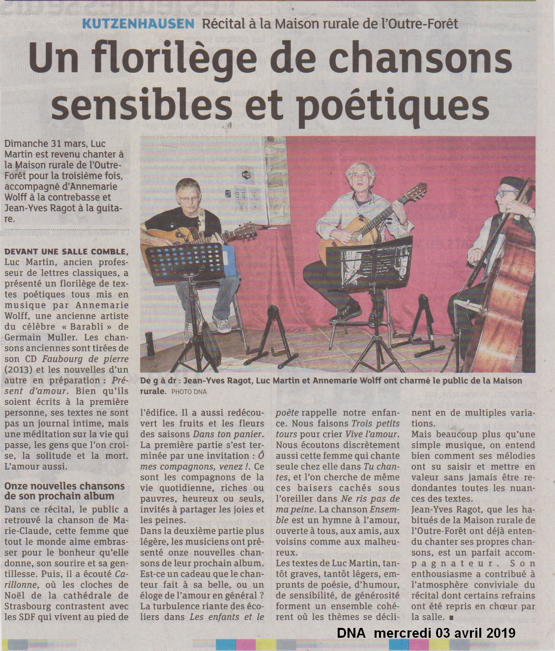 Dernieres Nouvelles d Alsace 03 avril 2019