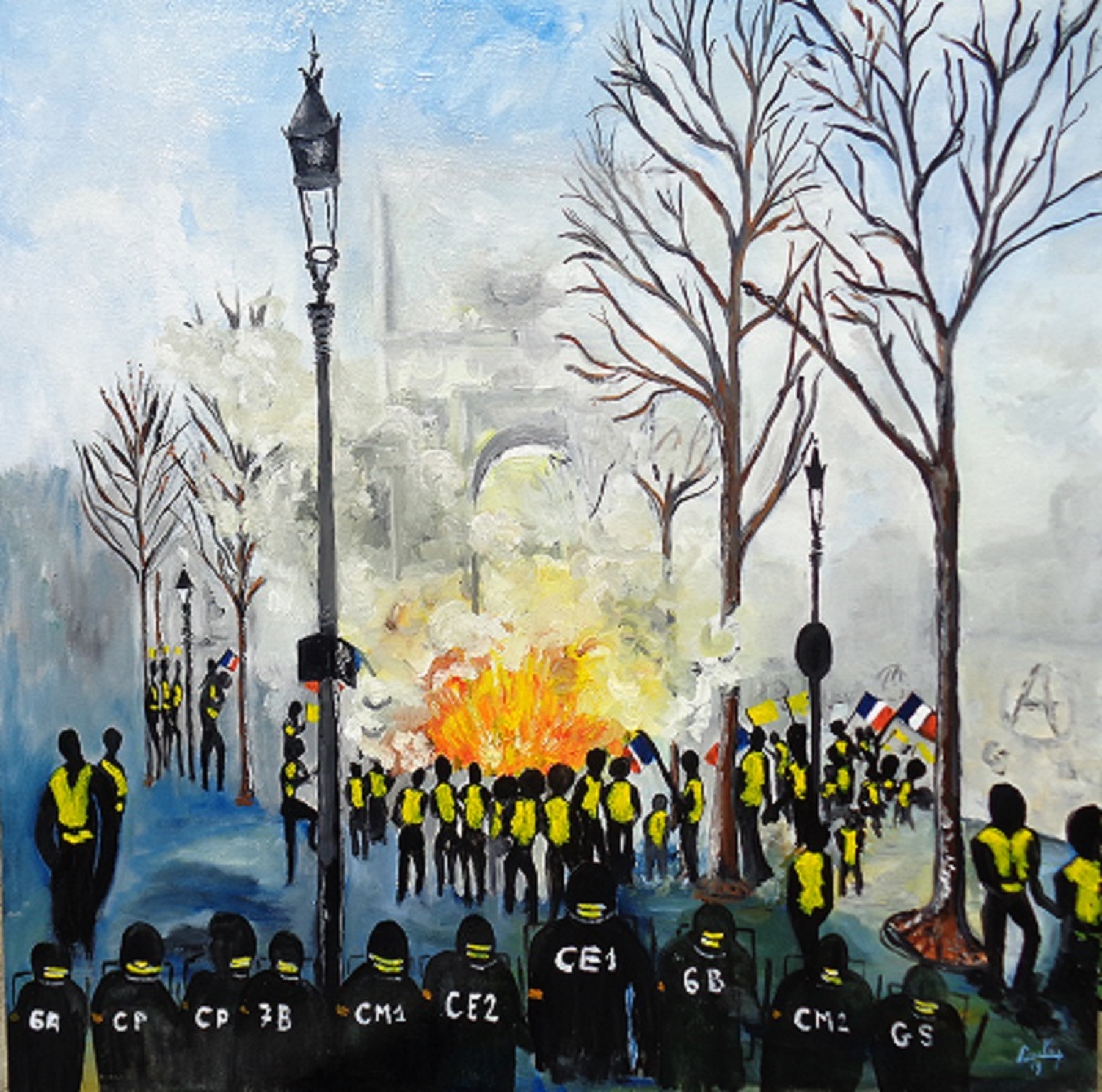 La lutte des classes Huile sur toile 70 X 70 600 