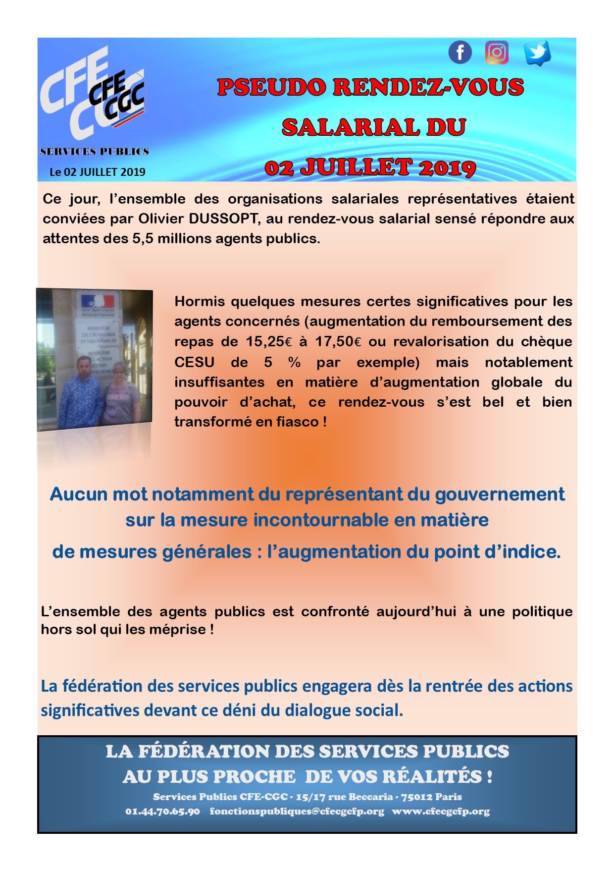Pseudo rendez-vous salarial du 02 juillet 2019