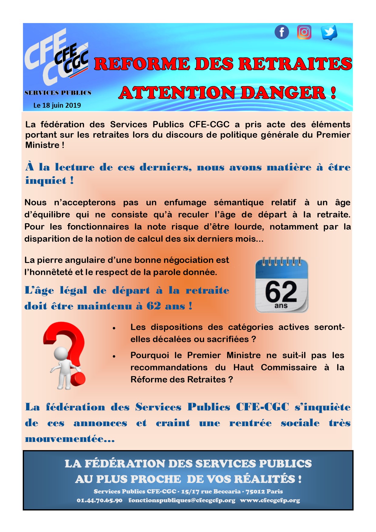 Réforme des retraites. Attention danger !
