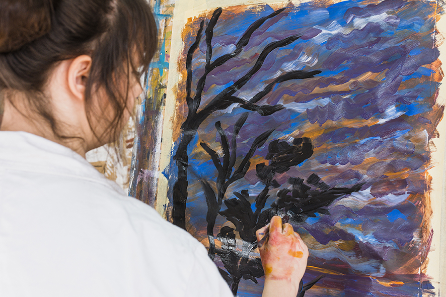 Peinture arbres noirs