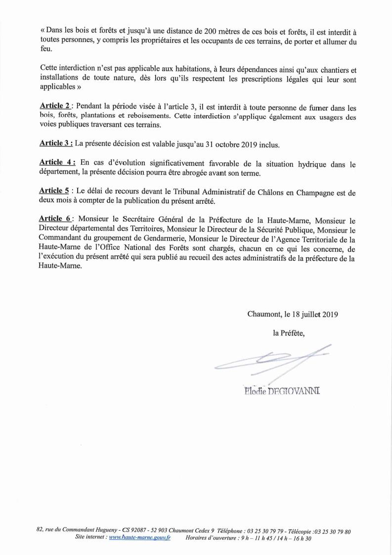 Arrete 2388 du 18 07 2019 renforcant le dispositif de prevention des feux de foret Page 2