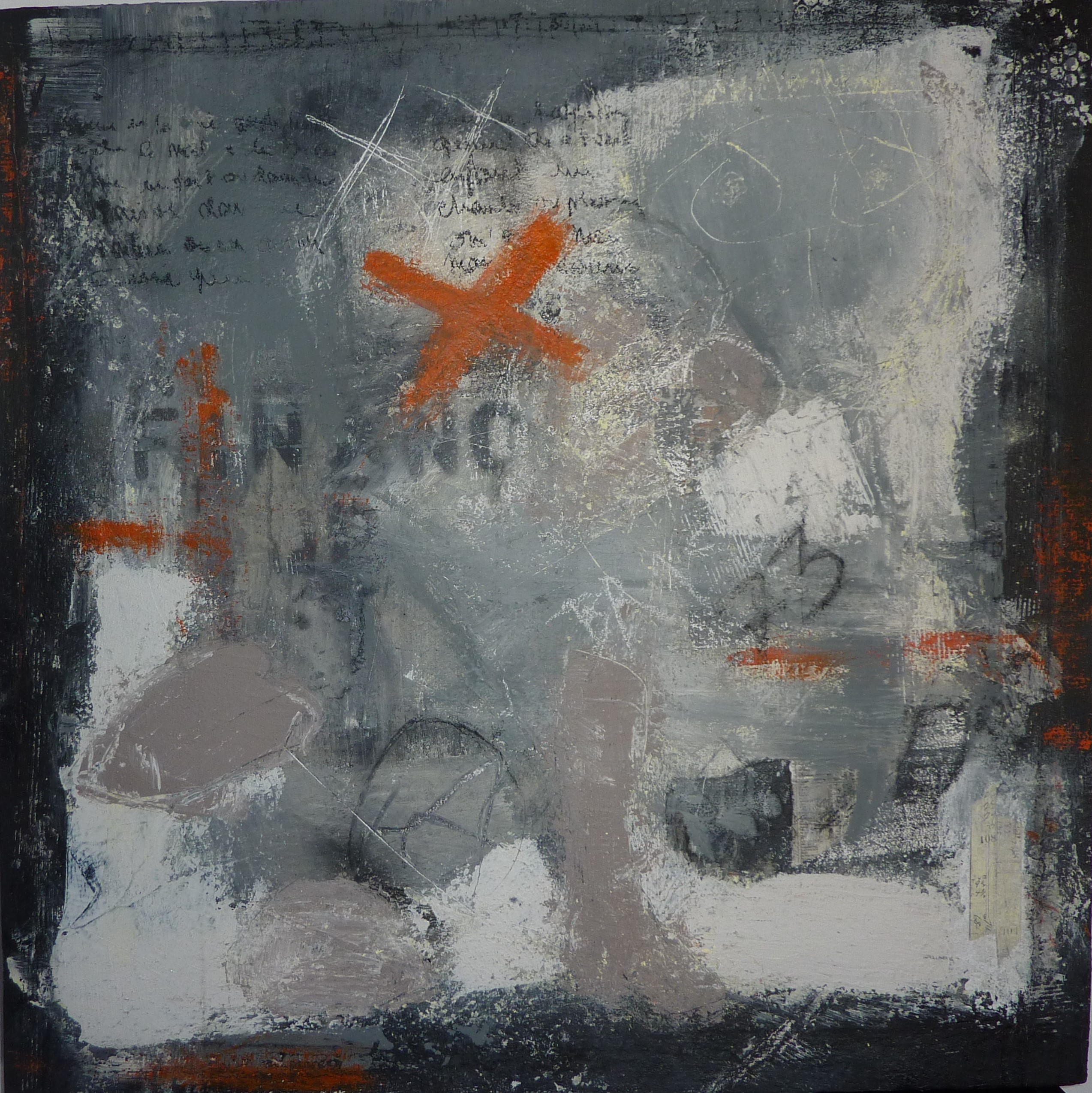 Traces Technique mixte sur toile 80 x 80 cm NEMETH ETTING Christiane