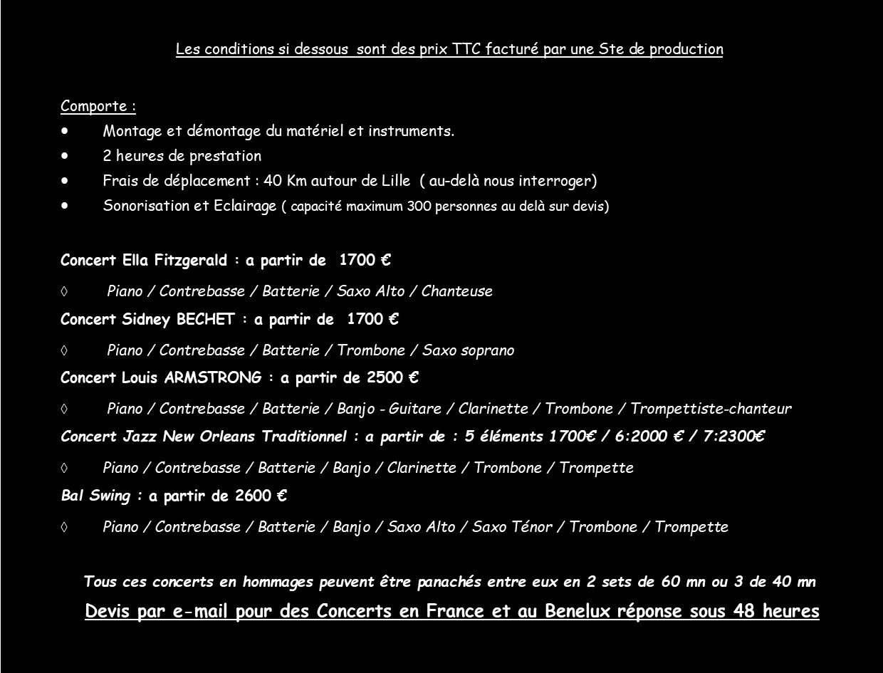 Tarif concerts hommage fond noir