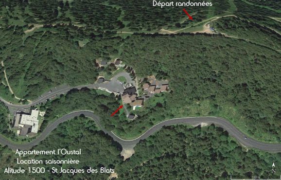 meublé de tourisme, hébergement Le Lioran, vue satellite résidence altitude 1500