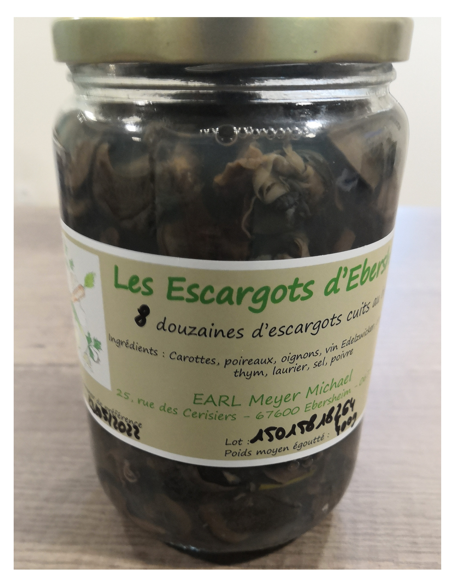 Bocal d'escargots Gros Gris cuits