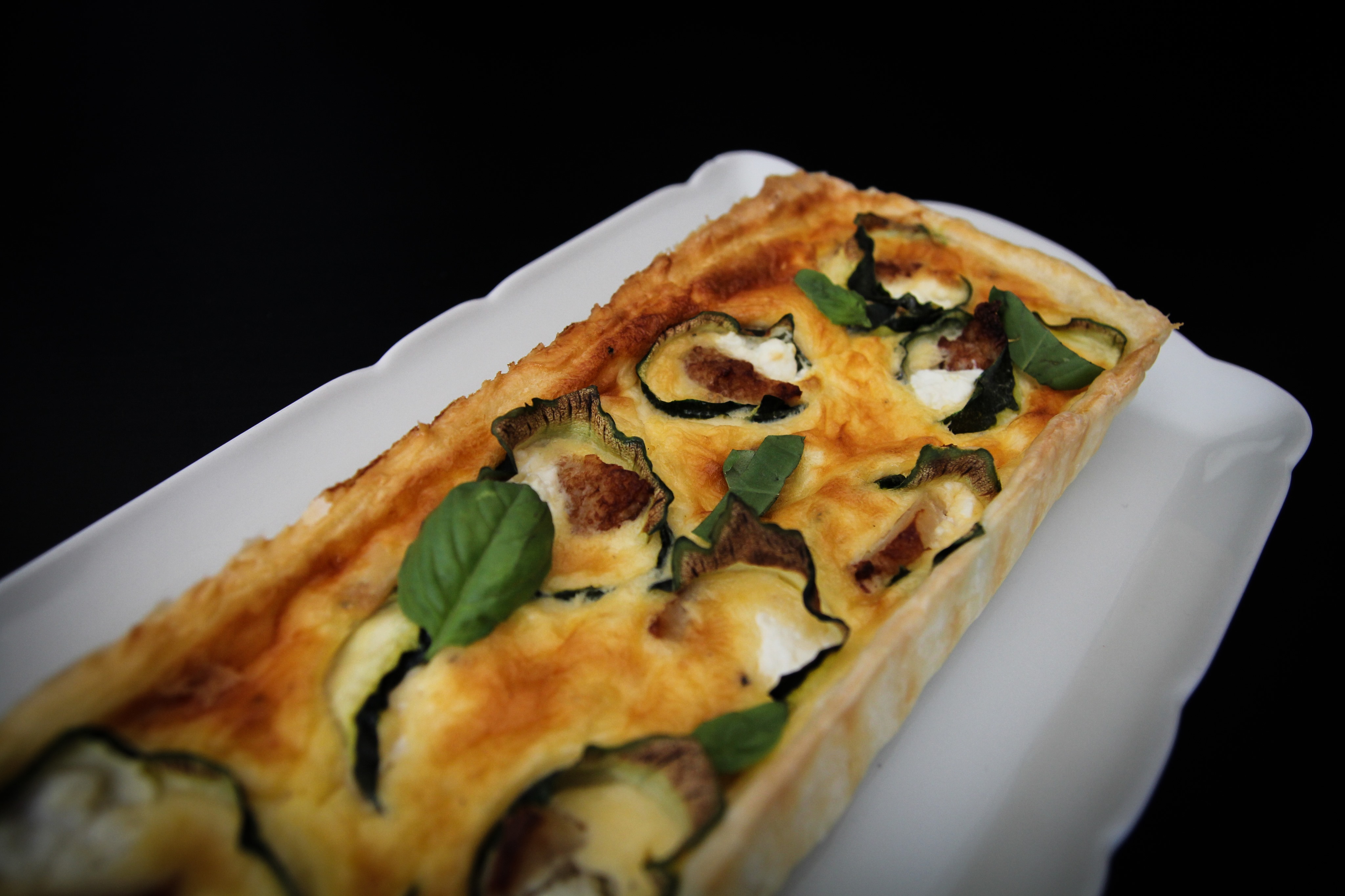 Tarte de courgette, poulet et chèvre