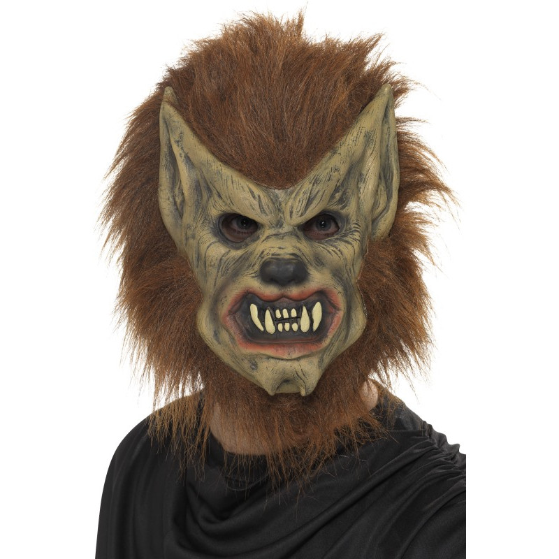 Masque loup marron souple avec fourrure