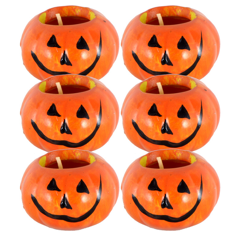 Boite de 6 bougies halloween citrouille ceramique 25x4cm