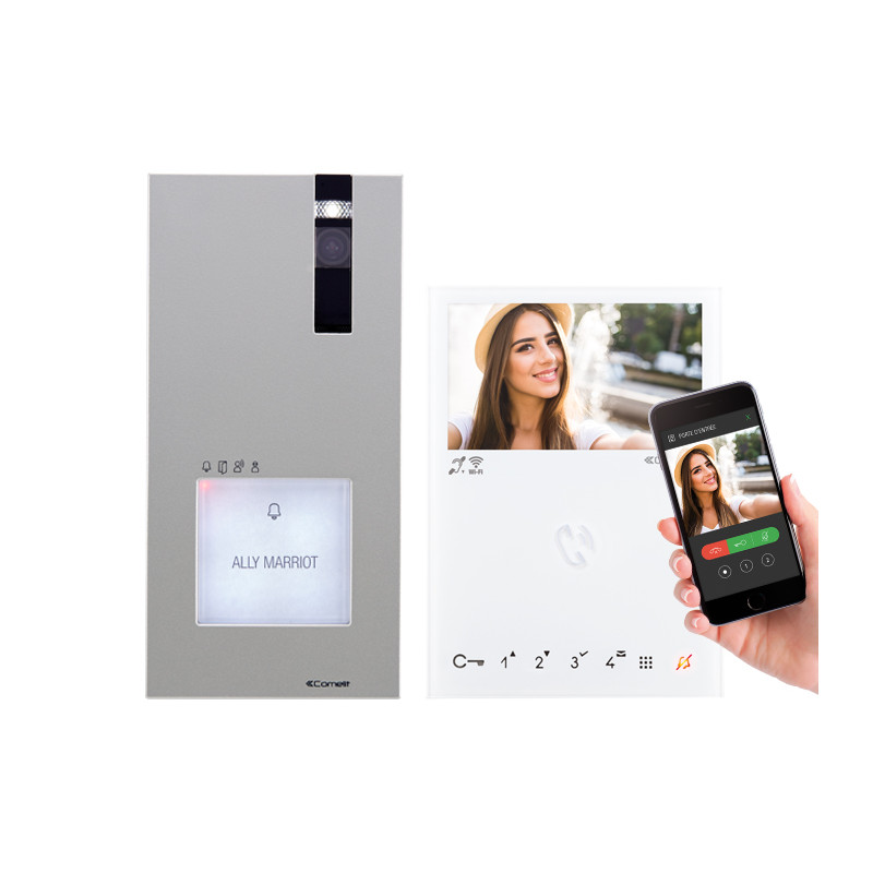 Kit interphone video systeme comelit 2 fil de connexion wi fi gratuite d un mini carre et ethernet 8561v