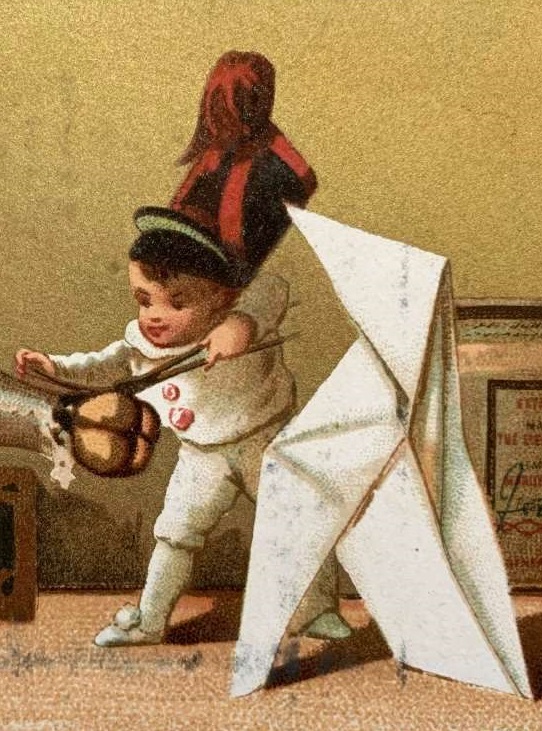  chromo 19eme pub liebig enfants champagne origami 1 