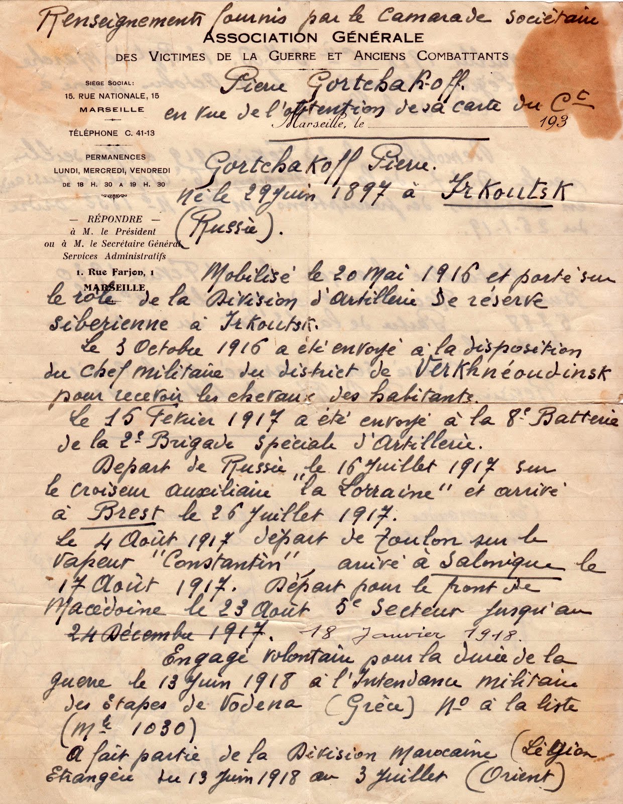 Pierre gortchakoff assion anciens combattants 1ere 1 