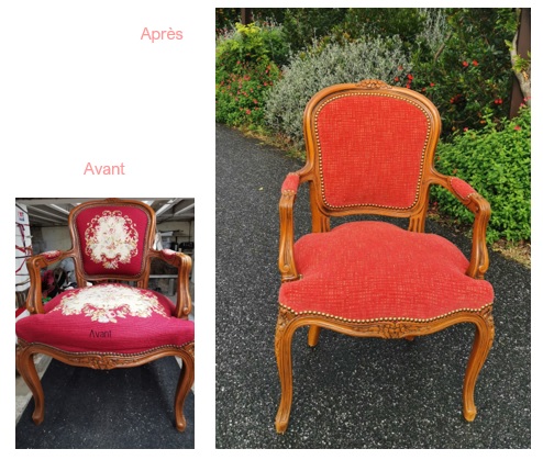 Fauteuil louis xv rouge et or