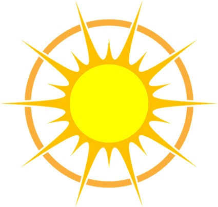 soleil jaune dans un cercle d'or