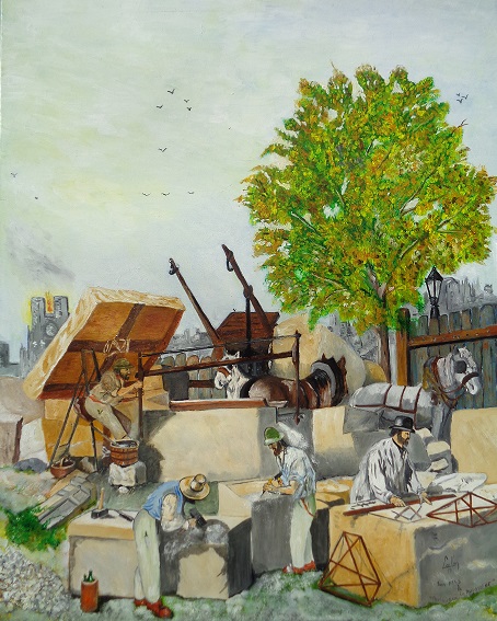 Les tailleurs de pierre Huile sur toile 100X80 1000 2 
