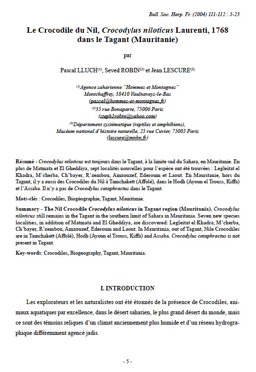 Le Crocodile du Nil dans le Tagant