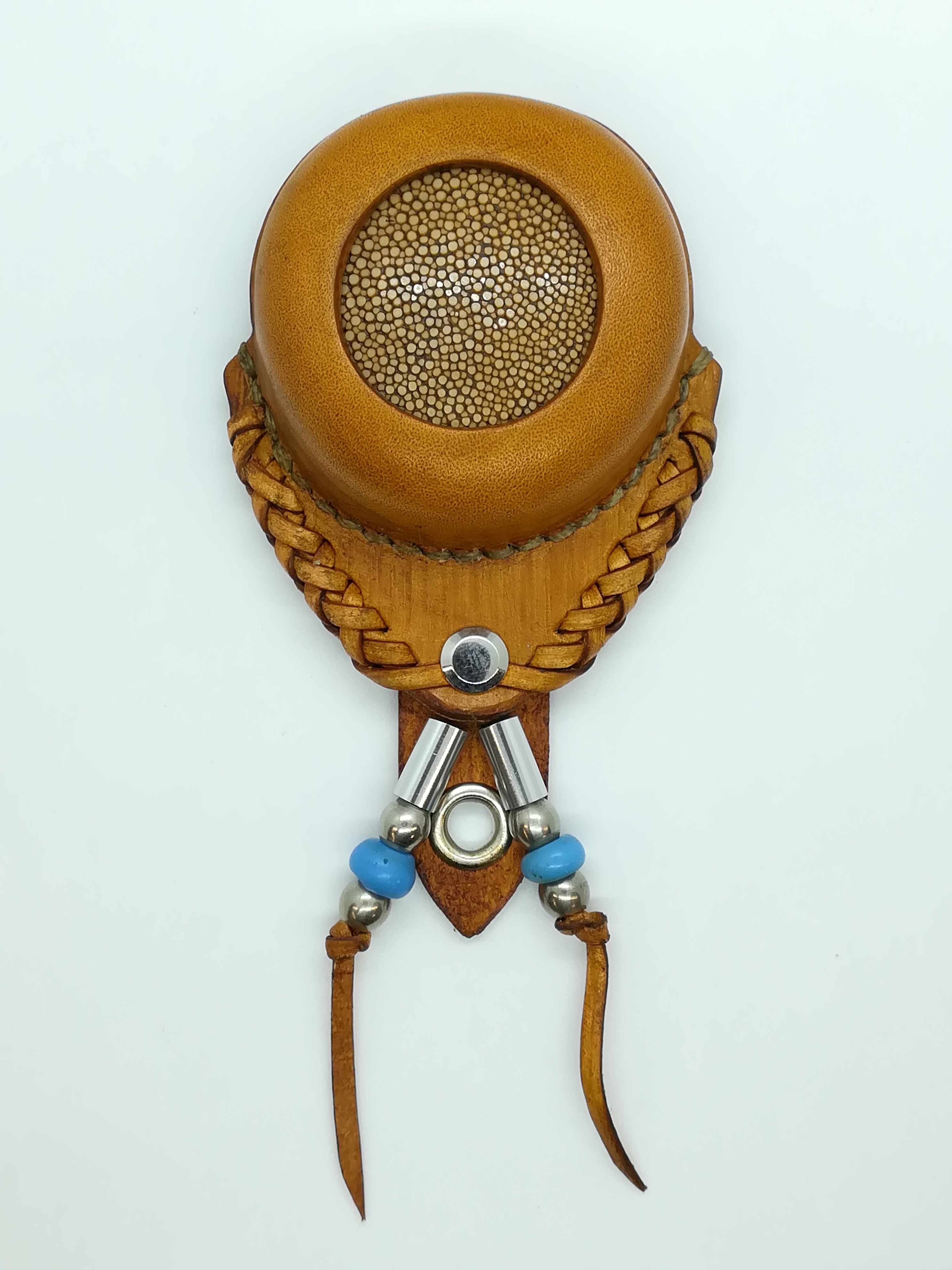 Insert galuchat tresse perles camel