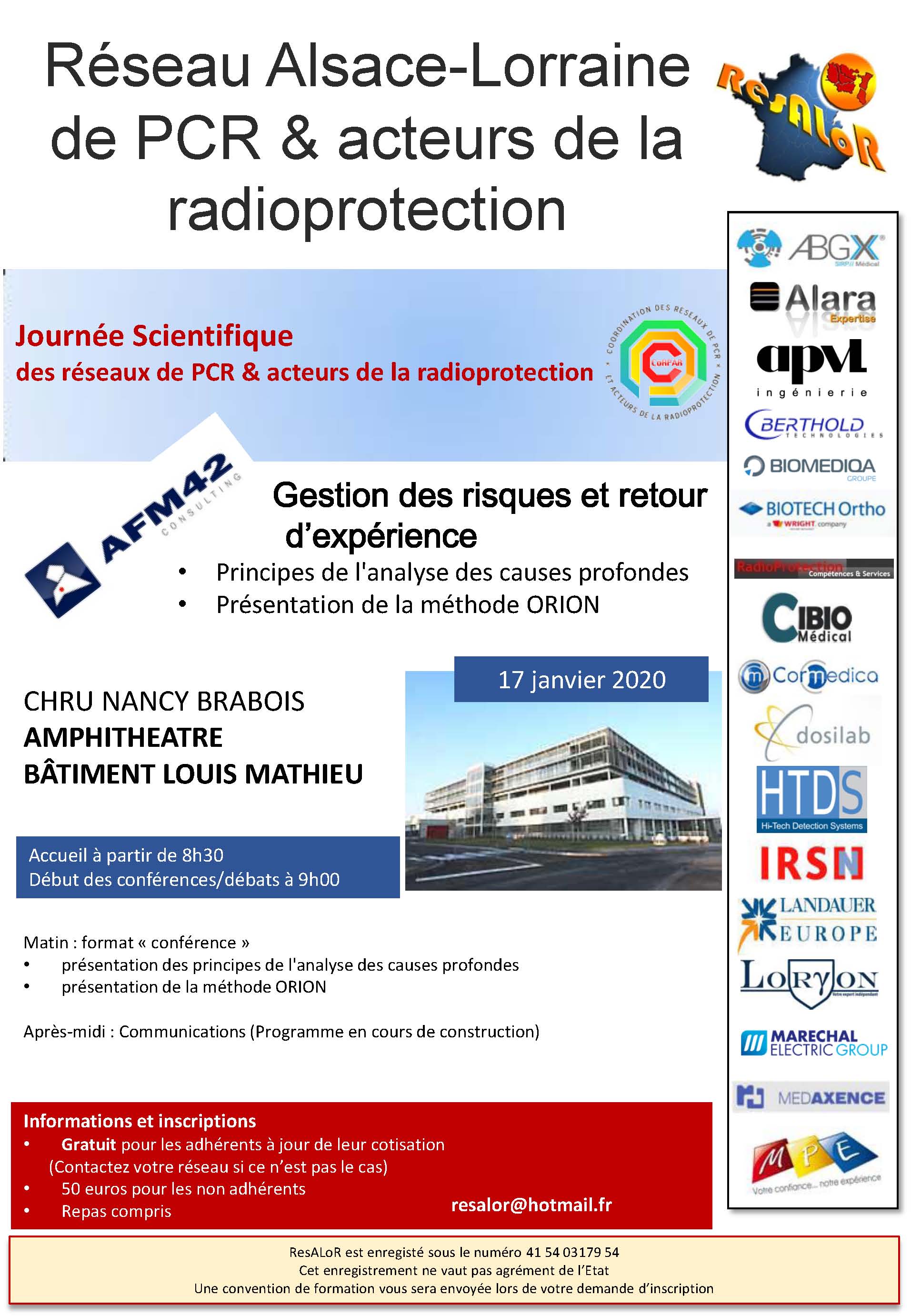 Journée PCR Résalor le 17 janvier CHRU NANCY BRABOIS