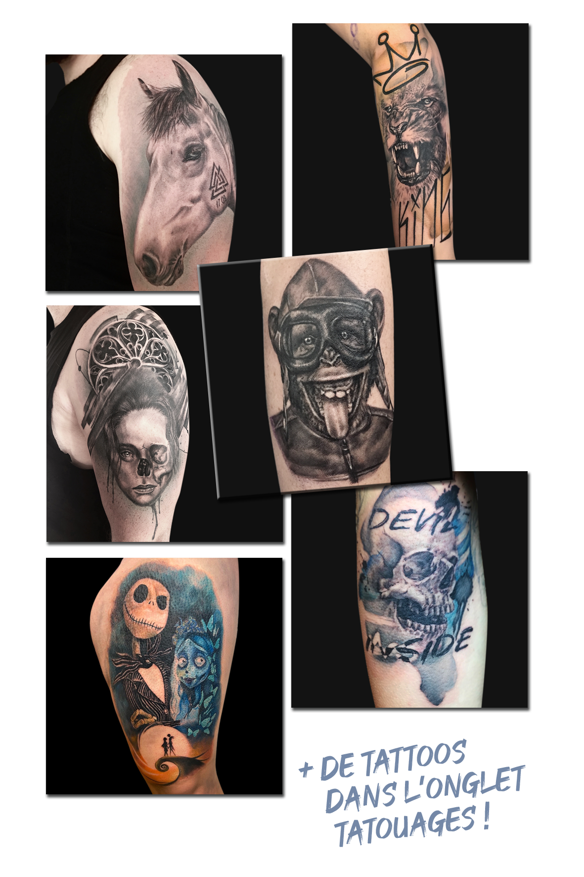 Tatouages réalistes noir et gris