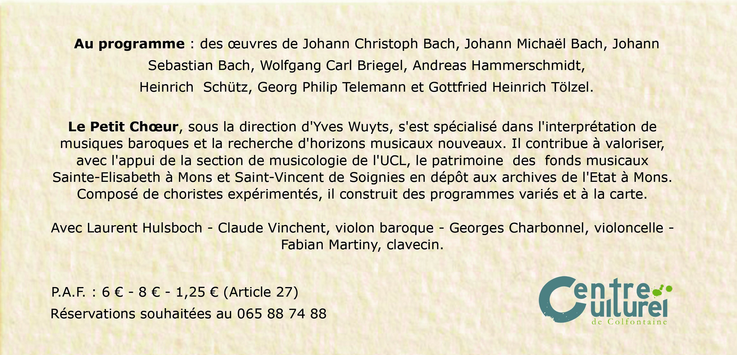 Jesu, meine Freude, - Jésus ma joie - De Schütz à Bach - Petit-Wasmes - 20/10/2019