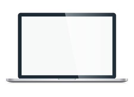 30069606 ouvrir ordinateur portable avec ecran blanc isole sur fond blanc 
